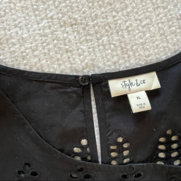 NWT STYLE & CO Sunbreak Eyelet Black Babydoll Smock Dress XL - Picture 7 of 10